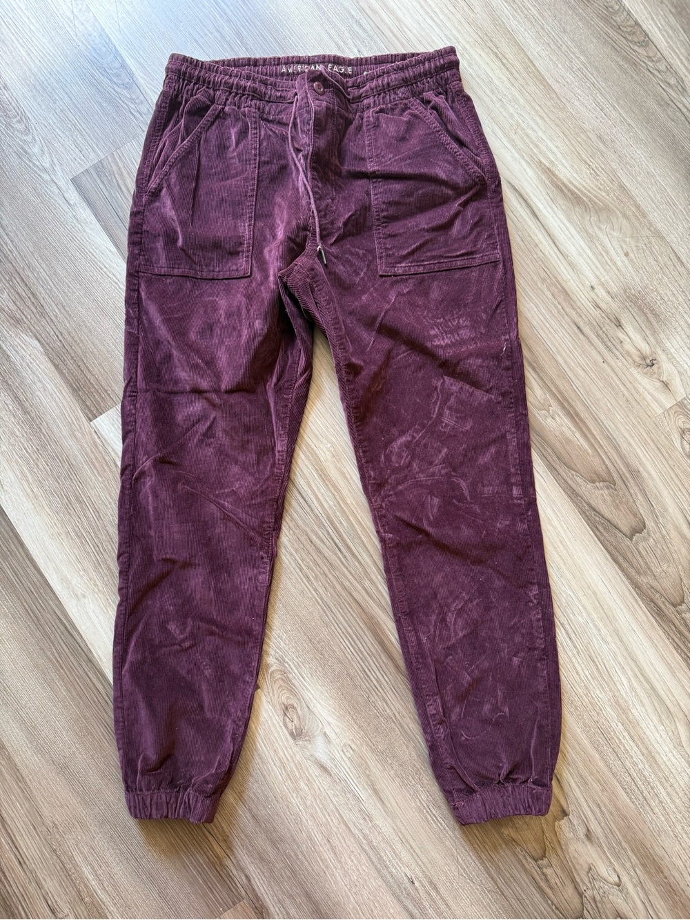 American Eagle Outfitters Women's Burgundy Corduroy Jogger Pants